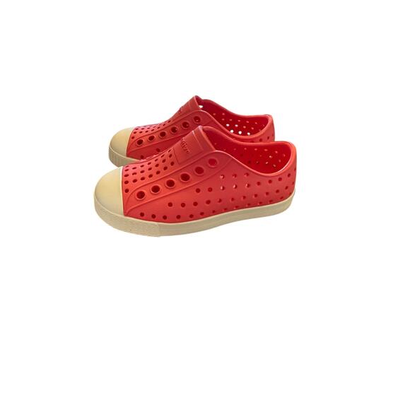 Native Jefferson Kids Flamingo Pink Shell White Casual Shoes C6 - Picture 4 of 9